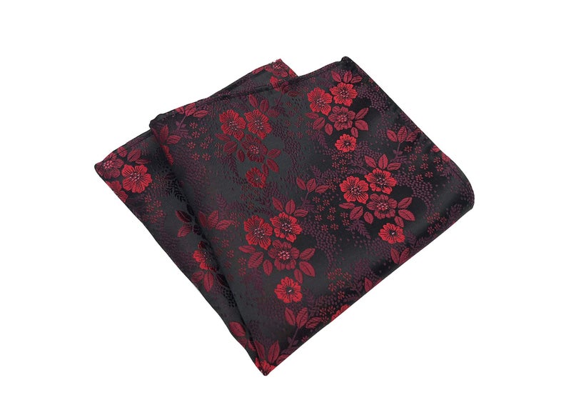 Secdtie Men's Children Burgundy Red Black Jacquard Woven Silk Bow Tie Pocket Square Set Formal Business Bowties - Image 3